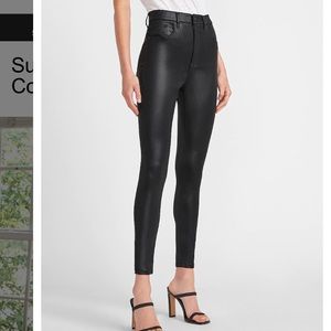 Express high waisted black coated skinnies
